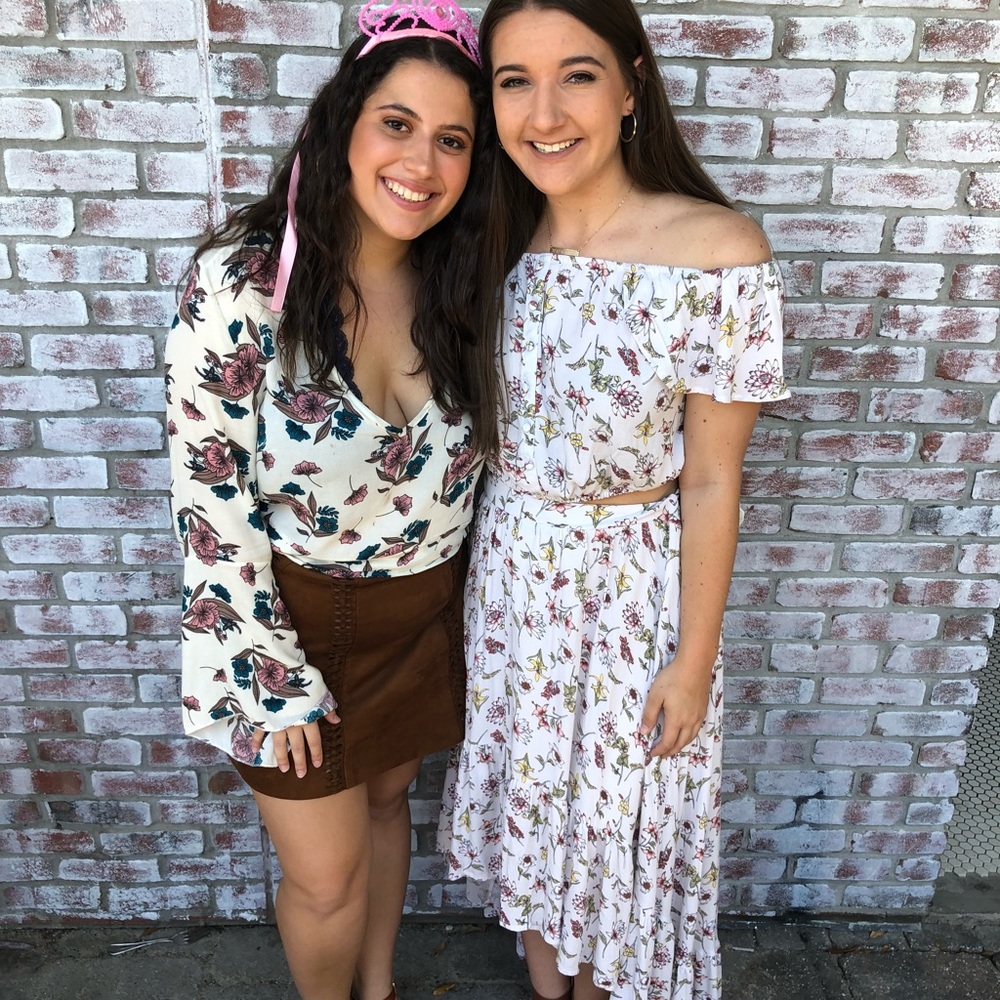 Floral Cropped Top and High-Low Skirt